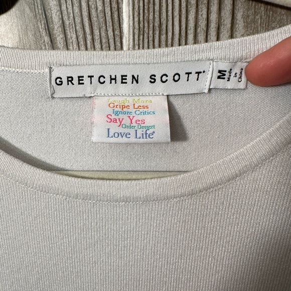 $129 Gretchen Scott White Sneek A Peek Knit Sweater Sz M - Picture 7 of 12